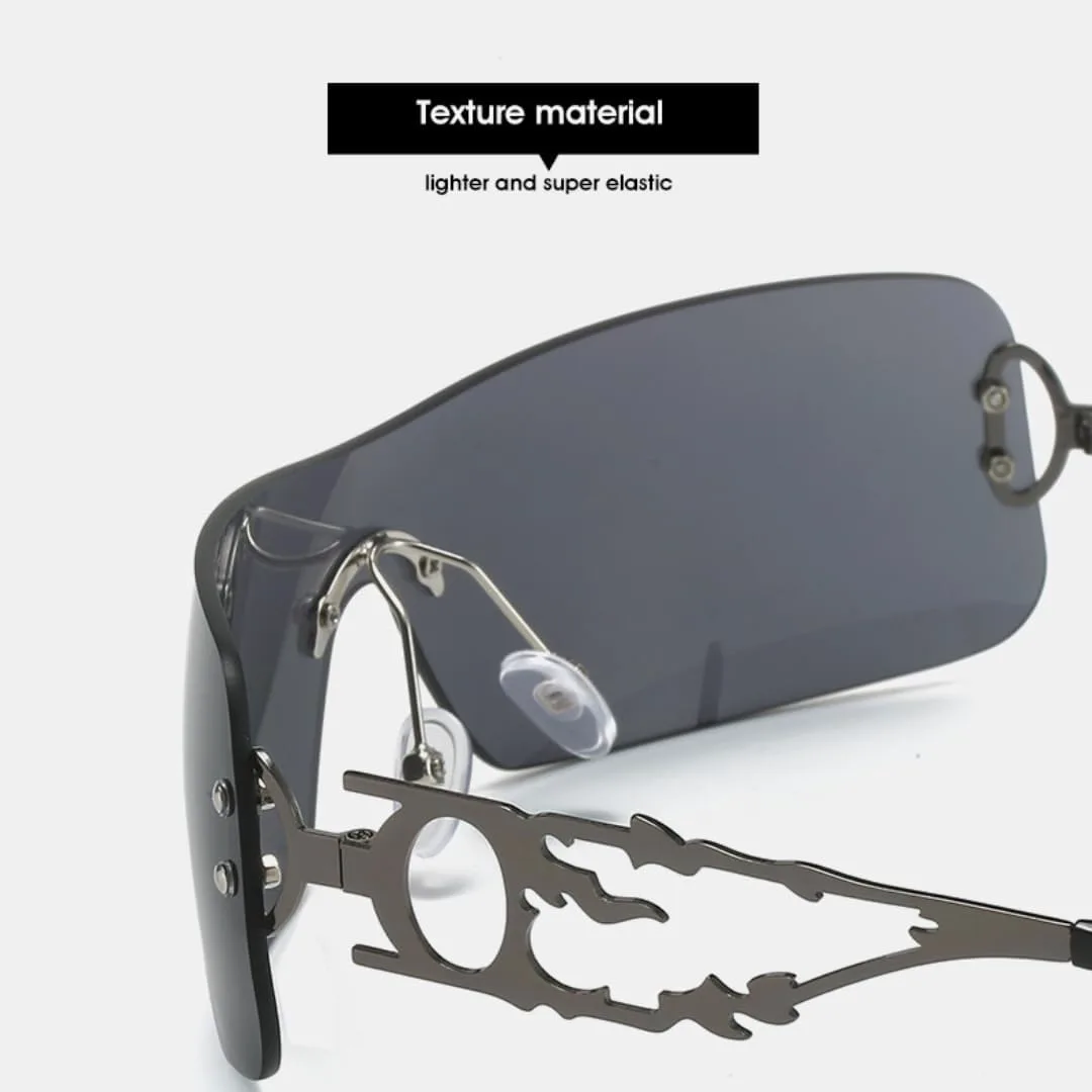 

Женские солнцезащитные очки, модные, с плоской верхней частью, мужские, винтажные, без оправы, в уличном стиле, с полым металлическим каркасом TYUVIVO, C6