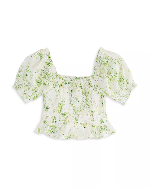 

Детский топ из хлопкового вуаля с ажурным принтом, эксклюзив для девочек постарше. Aqua, мультиколор