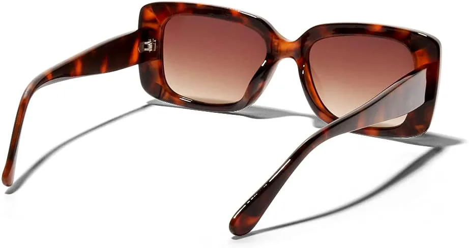 

Женские солнцезащитные очки ShadyVEU в стиле ретро-модерн с толстой модной квадратной оправой и градиентными линзами UV400, Tortoise Frame / Brown Gradient Lens