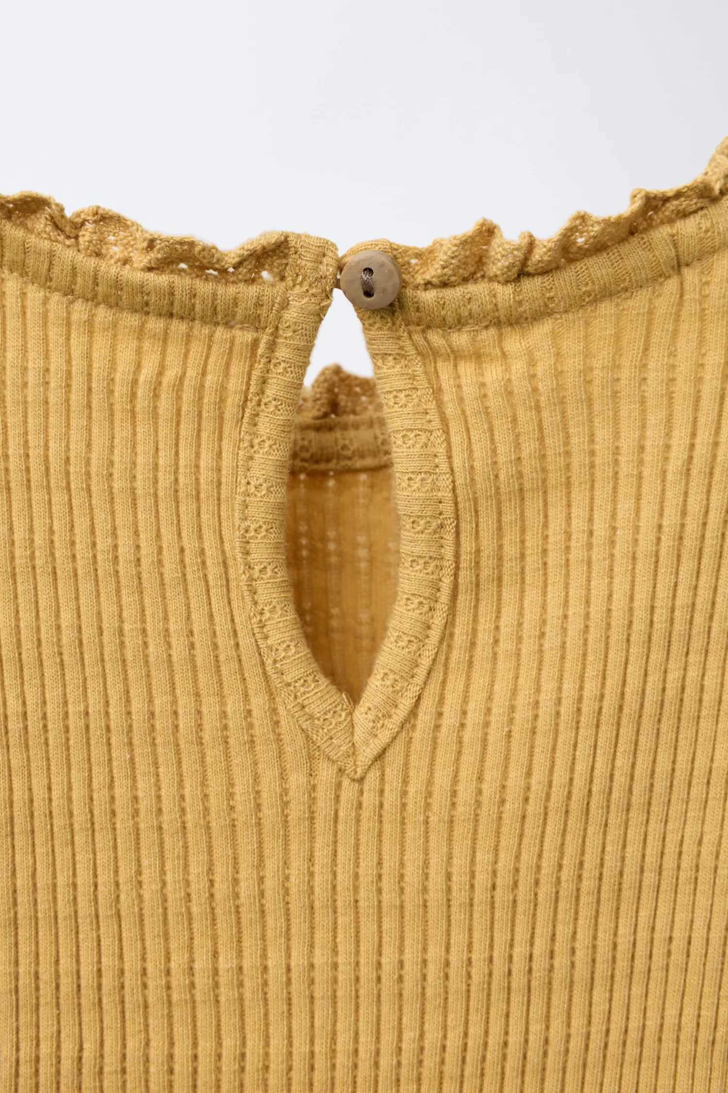 Комплект из боди и леггинсов с кружевной отделкой Zara, охра — фото 4