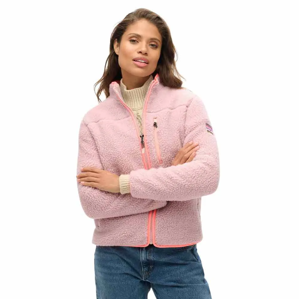 

Толстовка Superdry Outdoor Fleece full zip, розовый