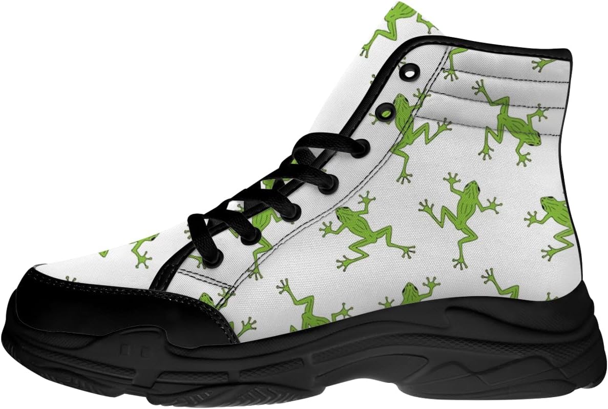 

Высокие кеды Quorax Frog для женщин и мужчин, тканевые обувь на шнуровке, забавные подарки с лягушкой для нее и для него, зеленый