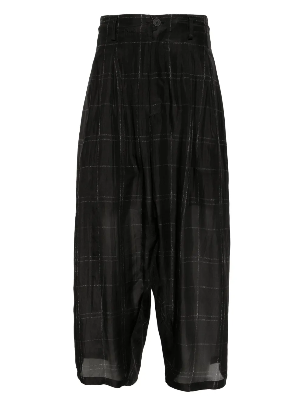 

Плиссированные брюки в клетку Yohji Yamamoto, черный