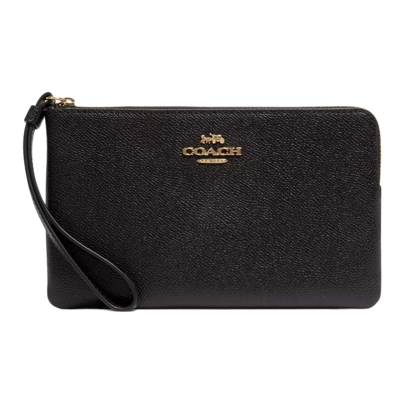 

Кошелек-клатч Coach с угловой молнией из перфорированной кожи, женский, золотисто-черный