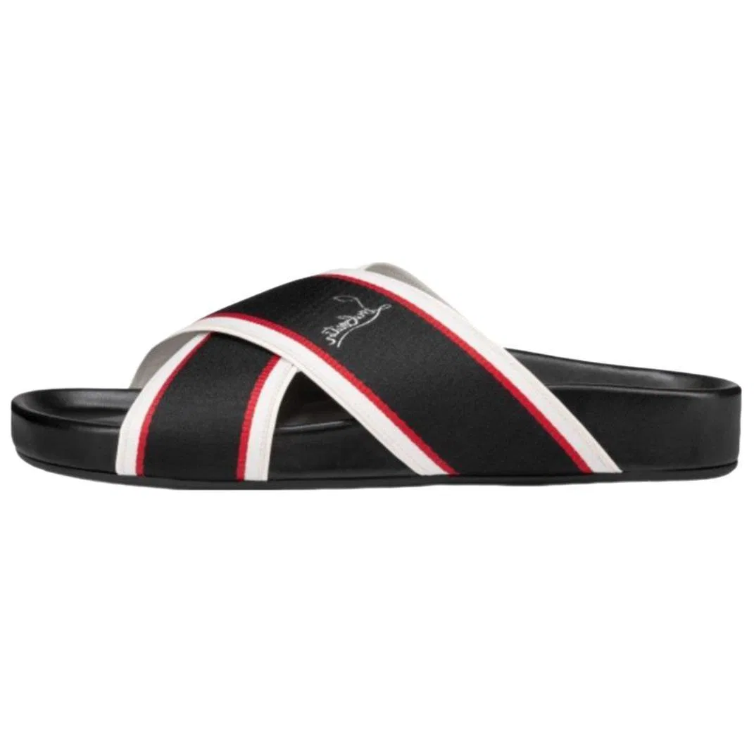 Шлепанцы Christian Louboutin черно-бело-красные