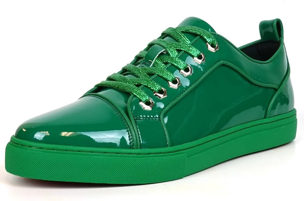 

FI-2415-2 Patent Leather Cap tor Lace up Sneaker Fiesso by Aurelio Garcia, зеленый