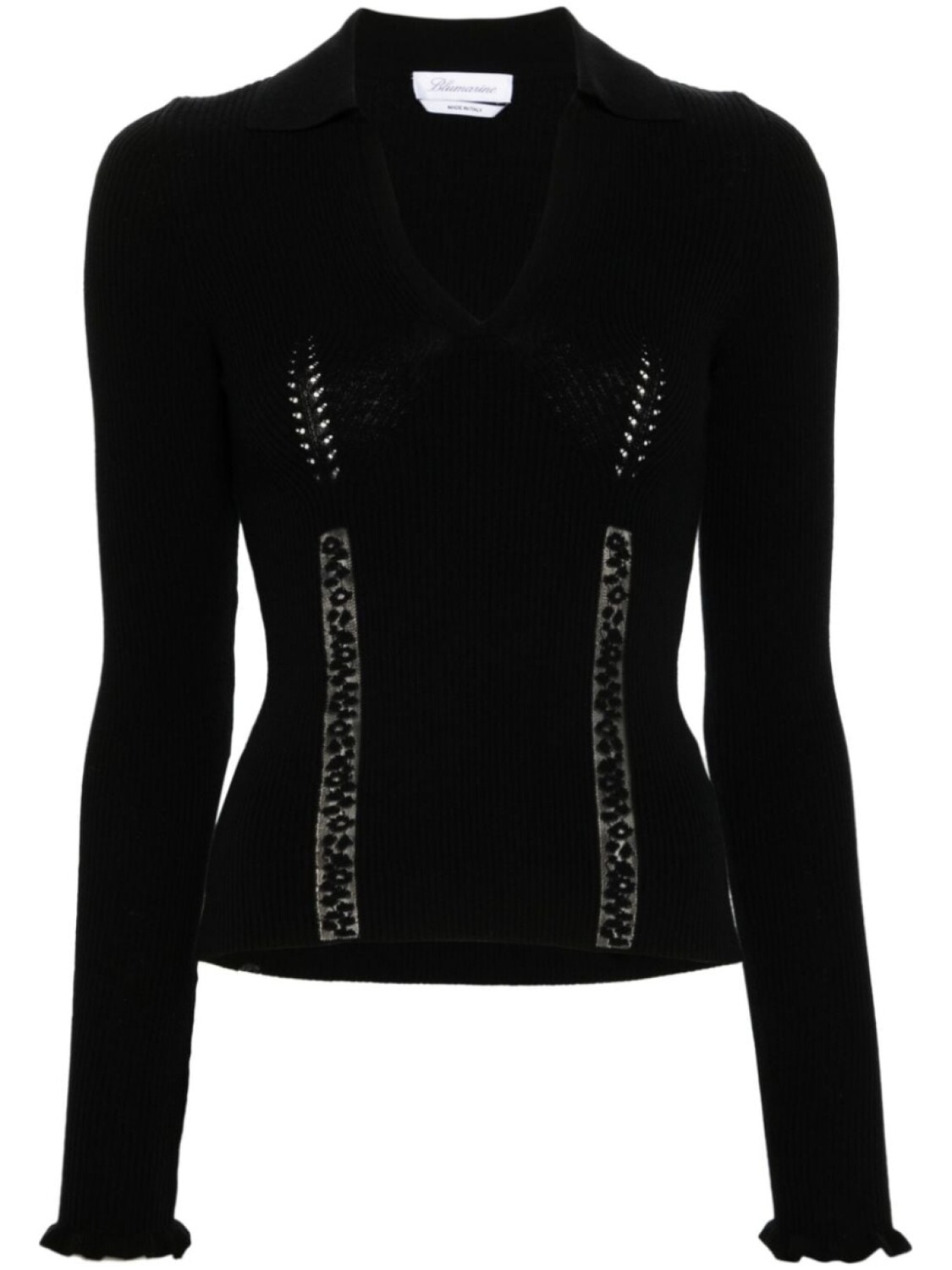 

Blumarine джемпер-поло с кружевными вставками, черный