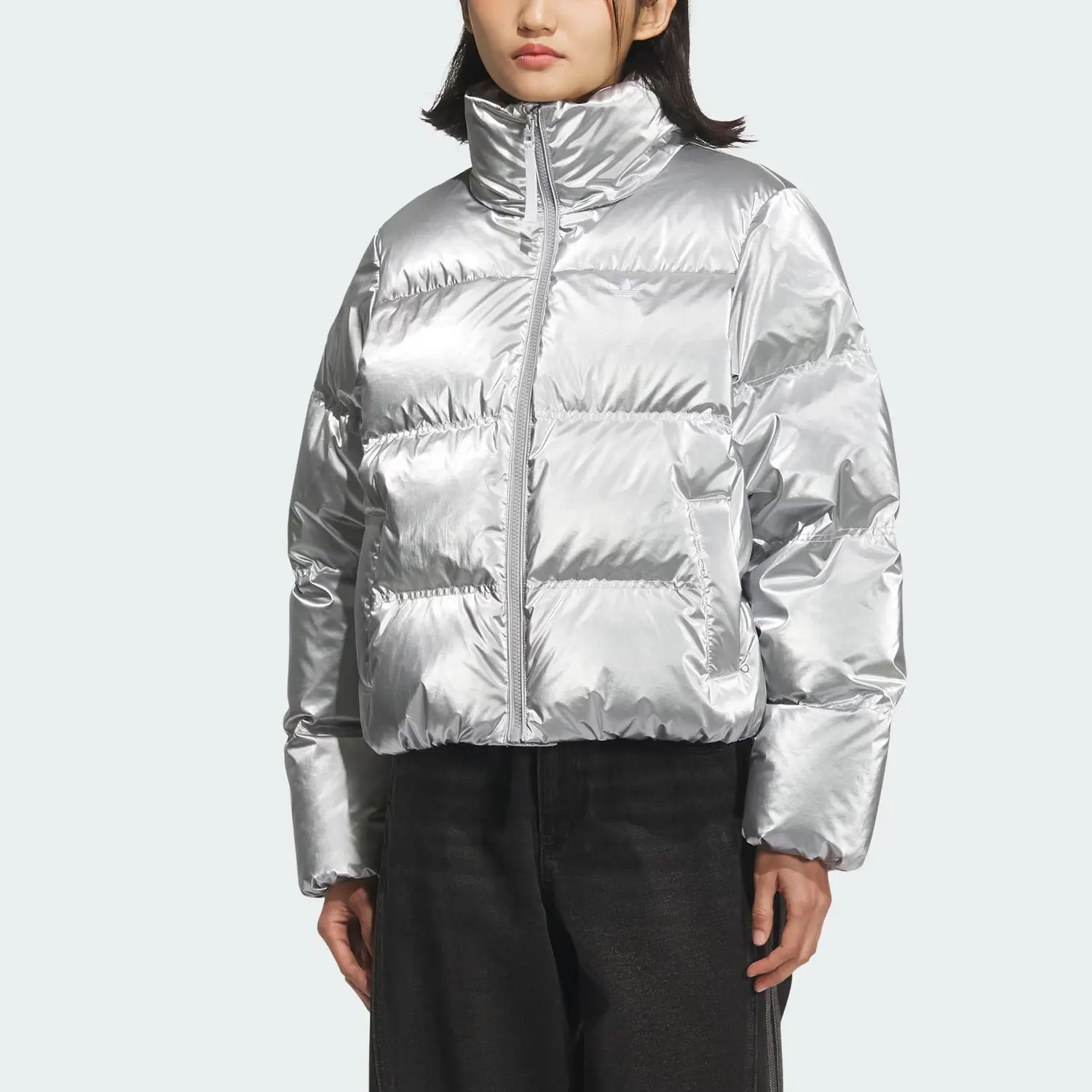 Куртка FW25 SHORT DOWN PUFF женская Adidas Originals, металлическое серебро — фото 4