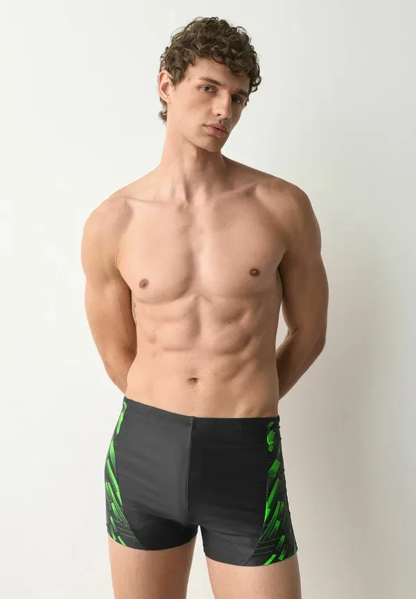Плавки Regular fit, Next, swimming trunks, черный/зеленый — фото 2