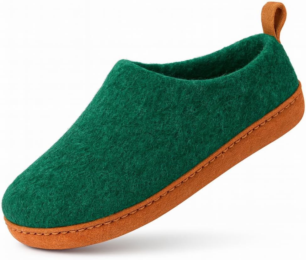 

Домашние тапочки из шерсти - натуральная органическая шерсть, подошва из настоящей кожи, ручная работа в Непале - уютные, теплые, мягкие, унисекс, противоскользящие тапочки для дома для мужчин и женщин - идеально для зимнего комфорта Haussimple,...