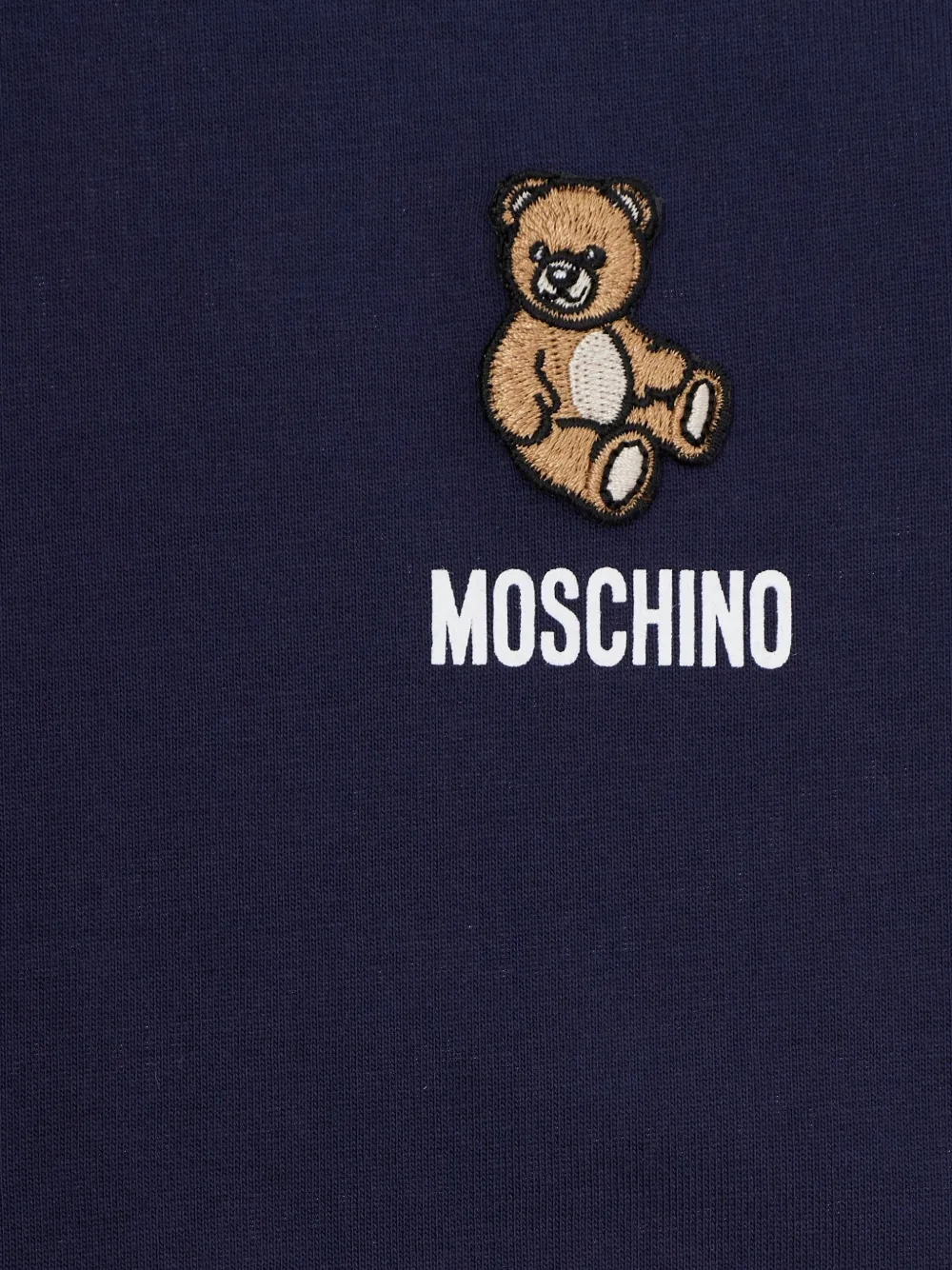 Футболка с вышивкой в виде мишки Moschino Kids, синий — фото 3