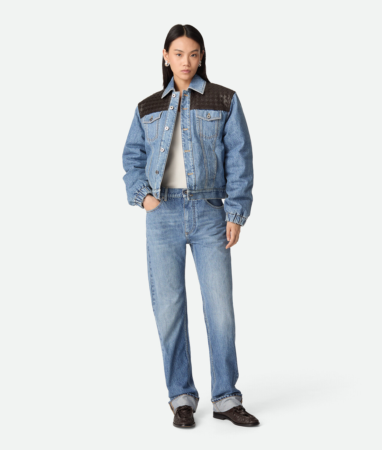 

Vintage indigo straight jeans BOTTEGA VENETA, средне-синий