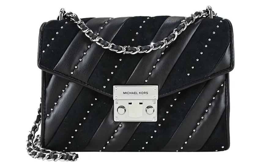 

Сумка через плечо Rose Litchi Grain из коровьей кожи, повседневная женская черная MICHAEL KORS