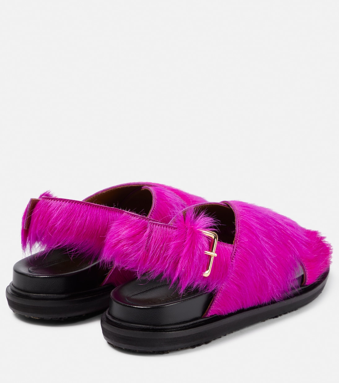 Сандалии Fussbett из телячьей шерсти Marni, фуксия — фото 3