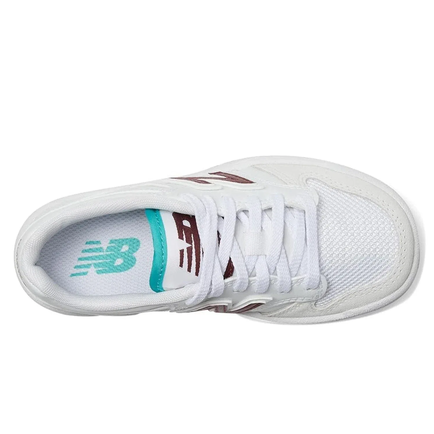 Кроссовки New Balance 480 PSB480FT, белые с бордовыми вставками, кожаные, HTAT599 — фото 4