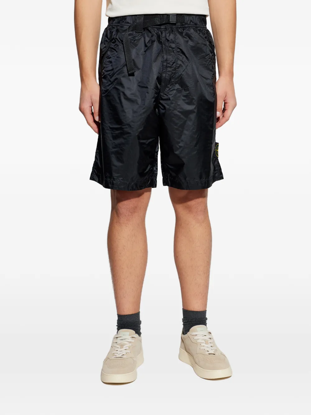 

Шорты с ремнем и логотипом Stone Island, черный