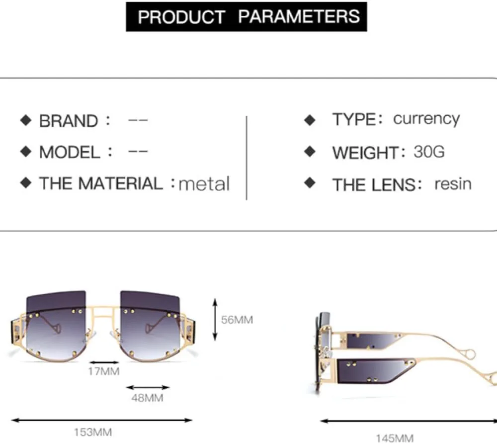 

Солнцезащитные очки LVTFCO в стиле стимпанк с металлическими заклепками, без оправы, модные, с защитой от УФ-излучения UV400, для мужчин и женщин, C6 Gray Pink