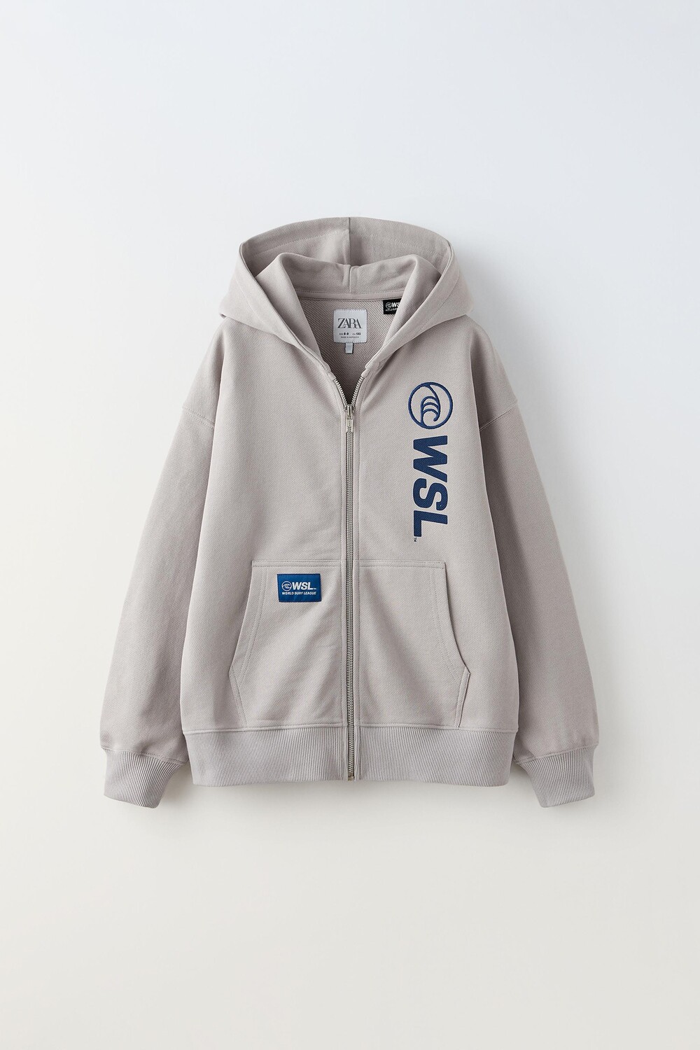

Толстовка с капюшоном на молнии wsl ZARA, сине-серый