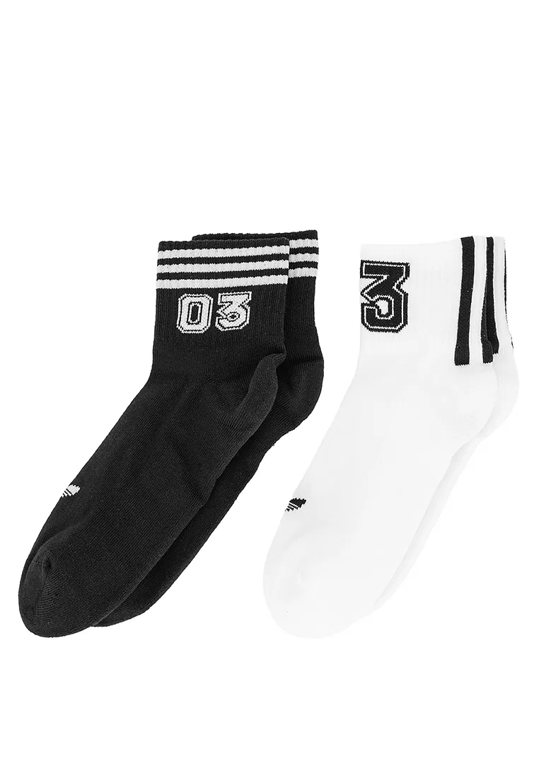 Носки женские, 2 пары, 3 Stripes, Adidas, белый/черный