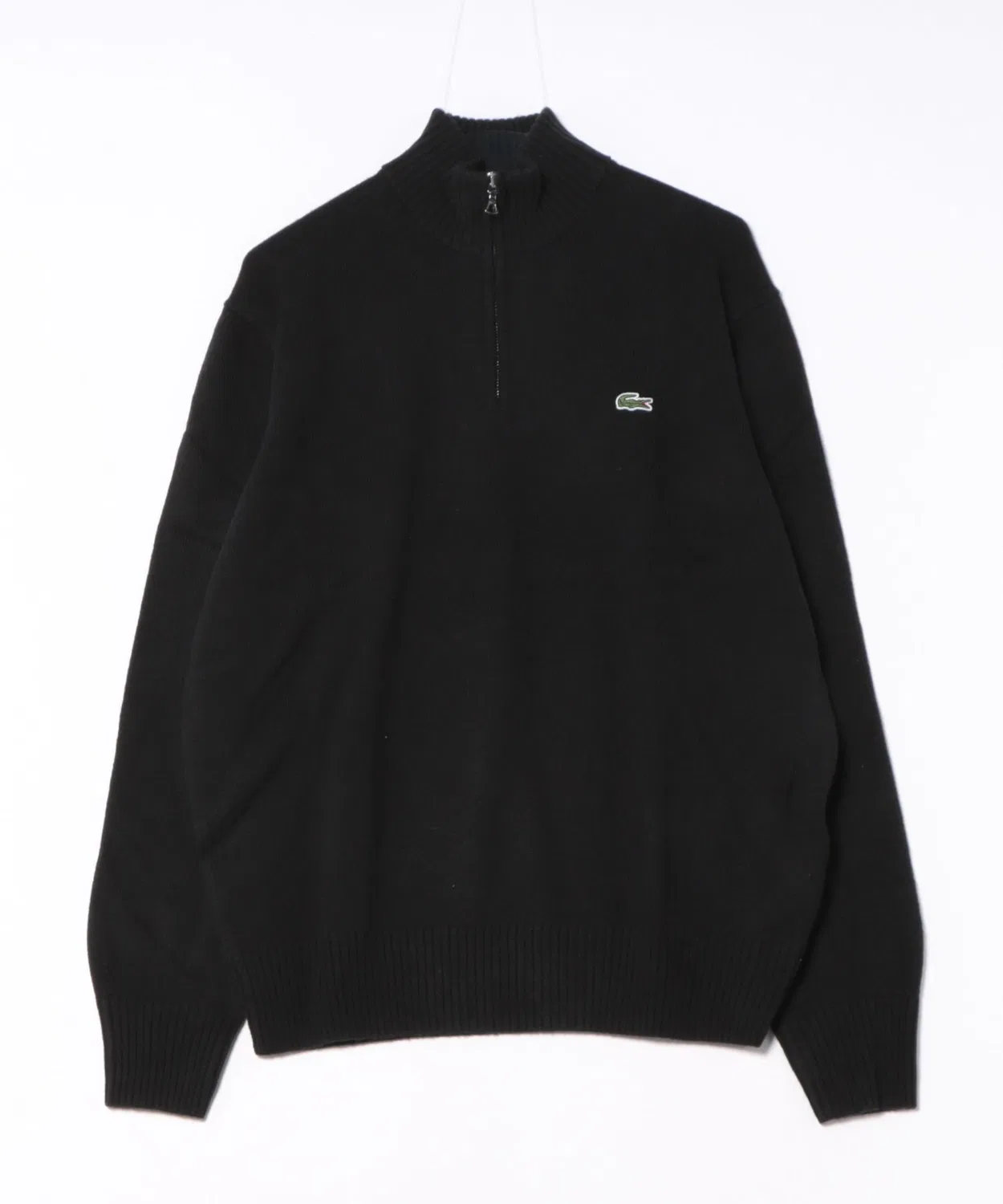 Свитер Lacoste с полумолнией, шерстяной, черный