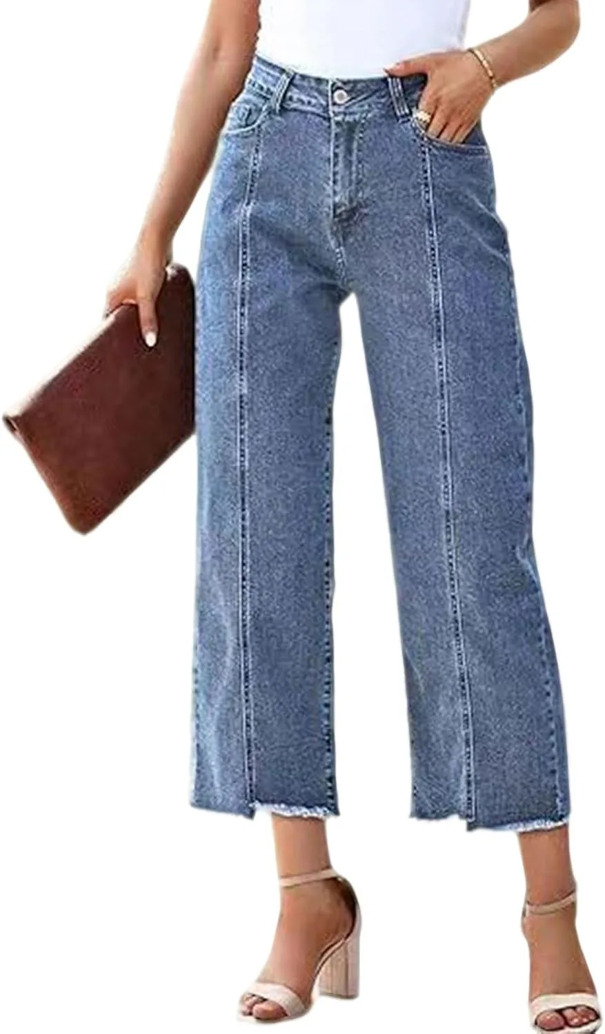 

Женские джинсы Casual Distressed Cropped с эффектом потертости и прямым кроем loveimgs