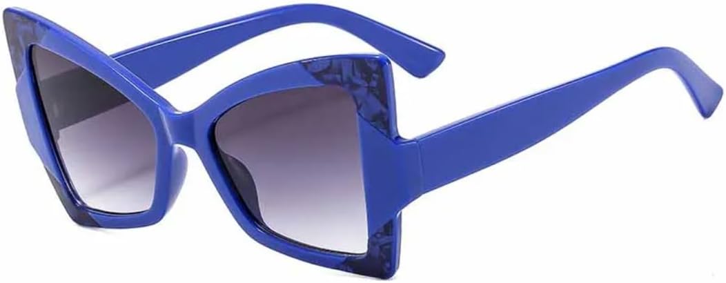 

Ретро большие солнцезащитные очки в форме бабочки «кошачий глаз» ярких цветов для женщин и мужчин, для путешествий, отдыха на природе, с защитой от УФ-излучения UV400 TVTBBVV, Blue Gradient Gray