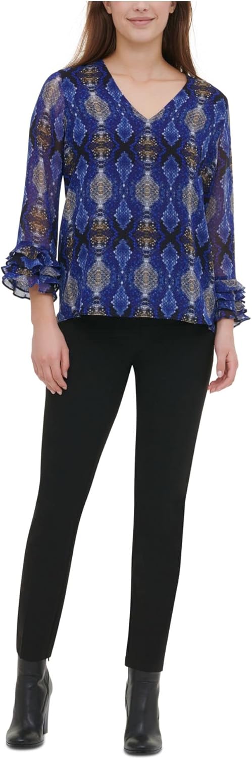 

Женская блузка Calvin Klein Snake PRT с V-образным вырезом, Blue