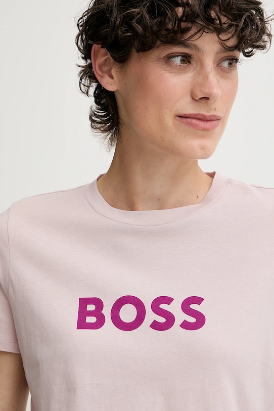 Хлопковая футболка Boss Orange, розовый — фото 3