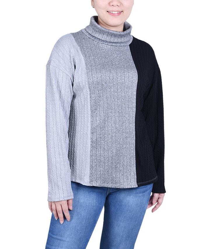 

Женский топ с длинными рукавами и цветными блоками NY Collection, цвет Black Charcoal Ivory