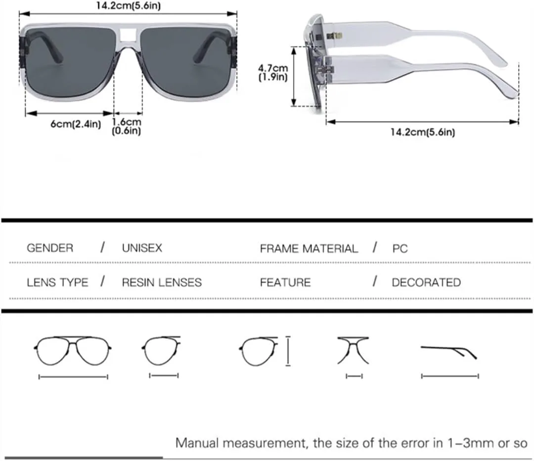 

Модные солнцезащитные очки большого размера с двойной перемычкой для женщин, модные градиентные очки UV400 для мужчин, панк-стиль, трендовые UV400 TVTBBVV, Gray-black