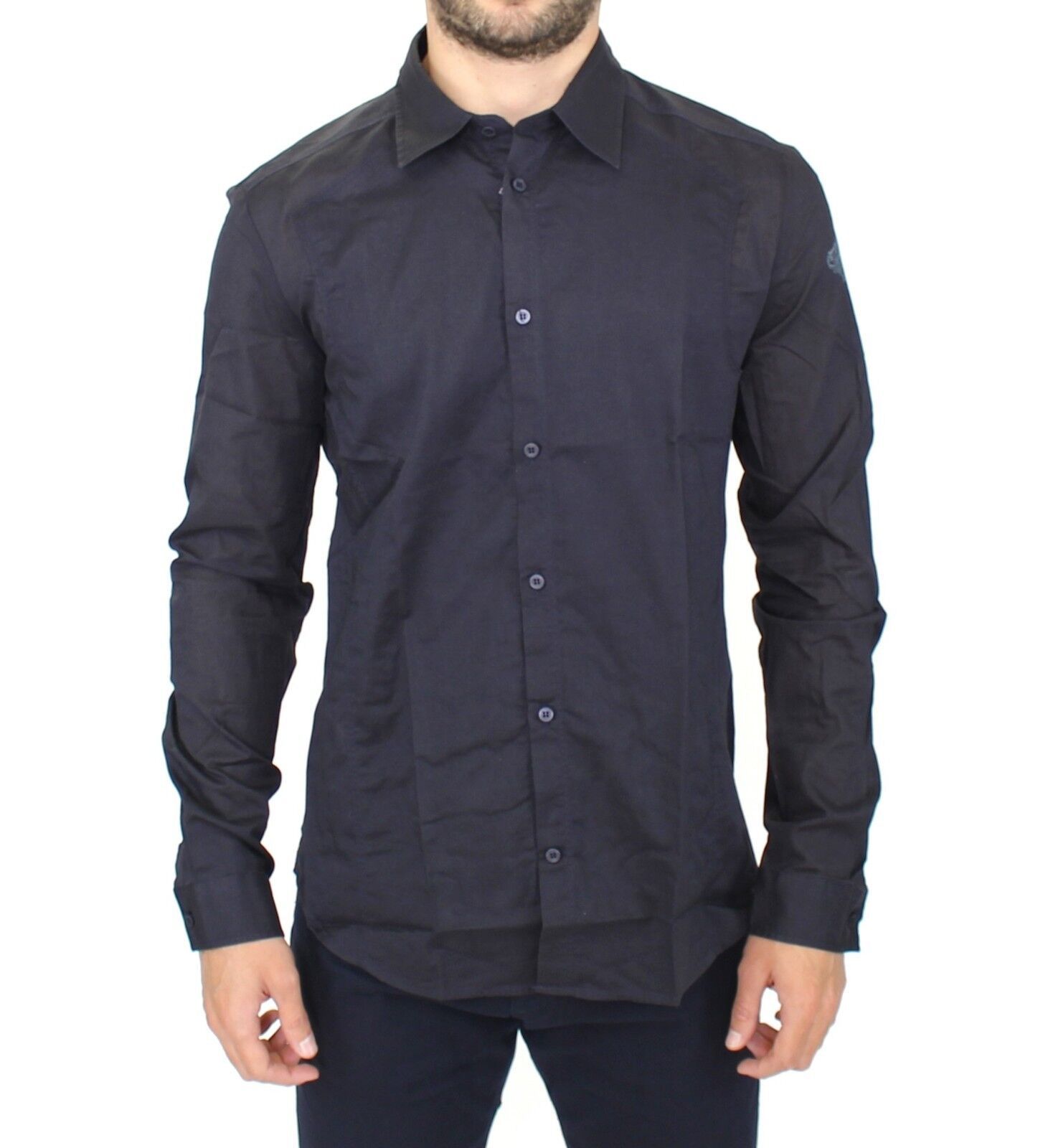 

Элегантная синяя хлопковая рубашка Slim Casual Ermanno Scervino