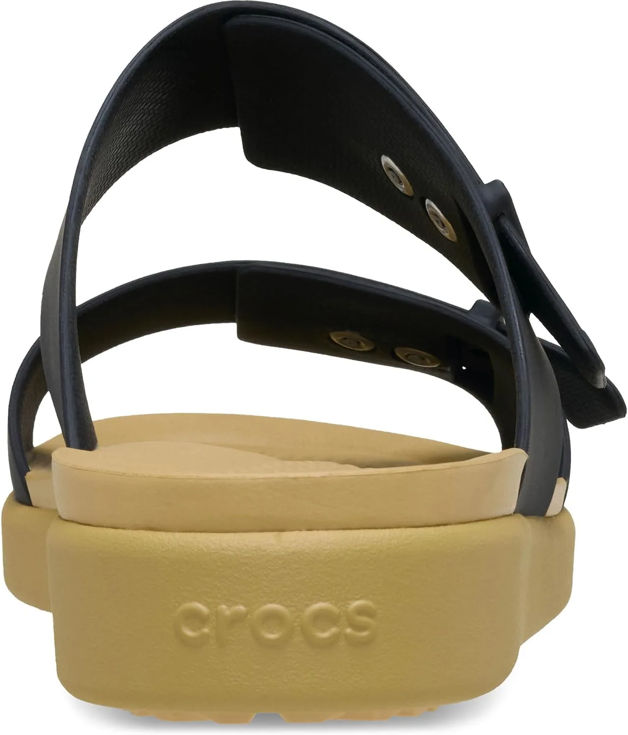 Сандалии Crocs унисекс Brooklyn с низкой танкеткой и пряжкой, черный/коричневый — фото 3