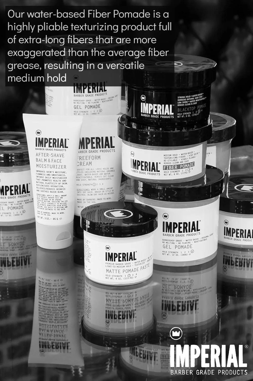 Помада для волос Imperial Barber Fiber Pomade - средняя фиксация, на водной основе, с высоким блеском, содержит текстурирующие волокна для укладки мужских волос. Дорожный размер 57 г. 56.70 г (1 шт.) — фото 4