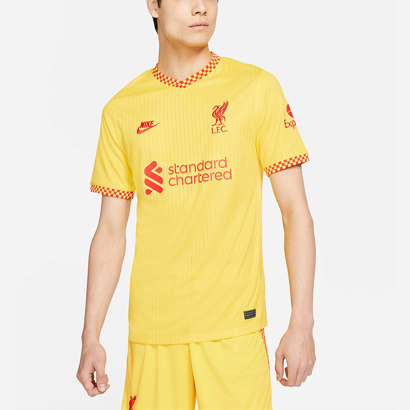 Джерси Men's Nike Training Sports Short Sleeve Soccer/Football Jersey SW Fan Edition 21-22 Season Liverpool Away Yellow — фото 4