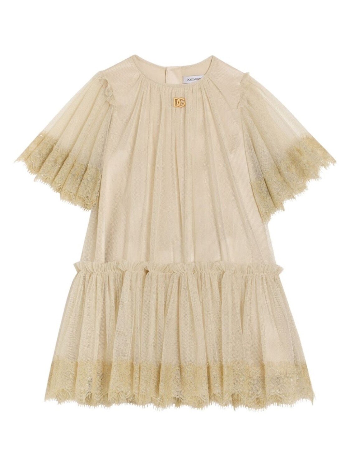 

Сетчатое платье Dolce & Gabbana Kids, нейтральный цвет
