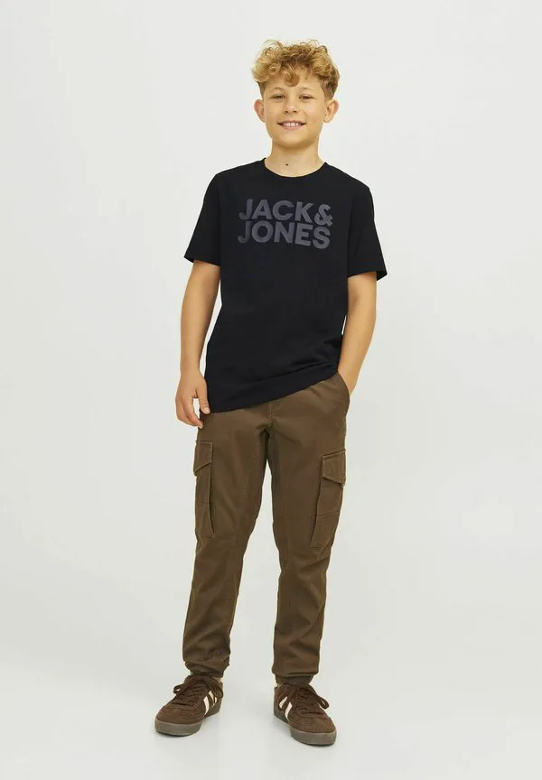 Футболка с логотипом jjecorp, футболка с круглым вырезом и принтом noos. Jack & Jones Junior, Black
