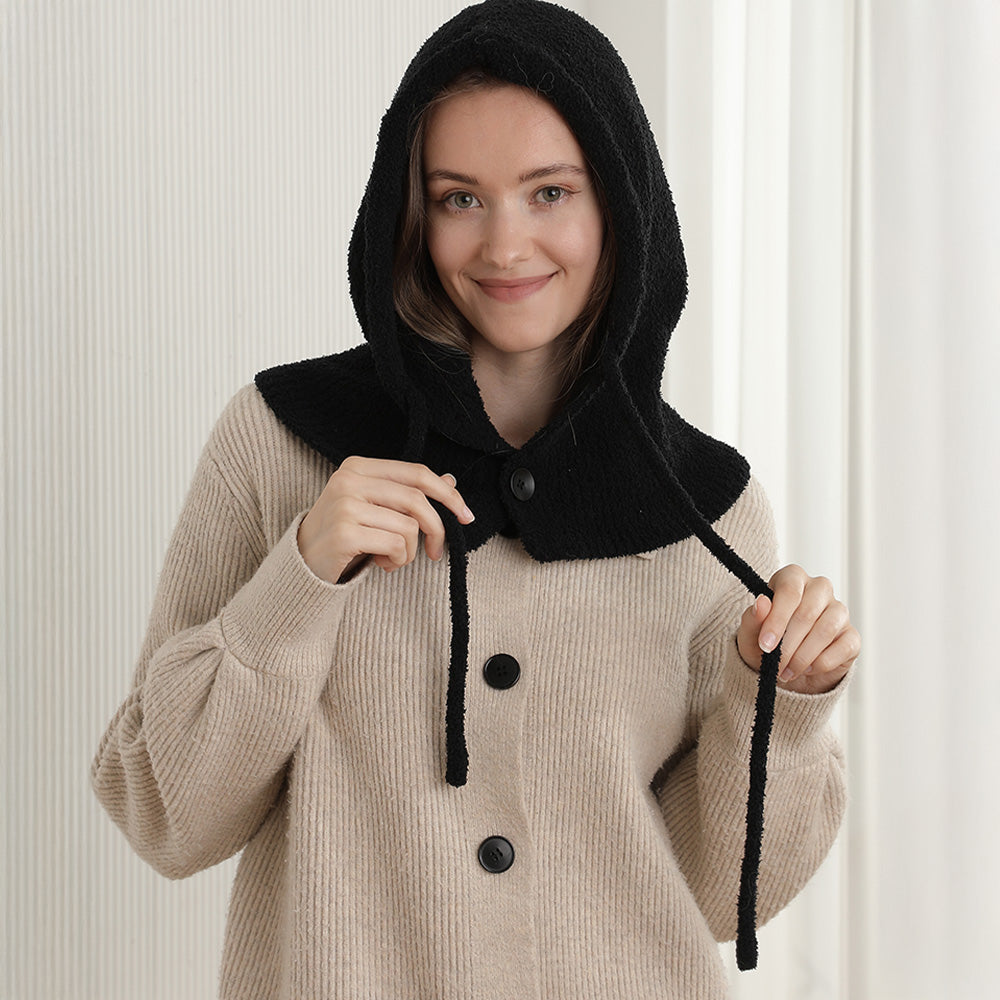 

Уютная вязаная балаклава-снуд с завязками и капюшоном FASHNZFAB, черный