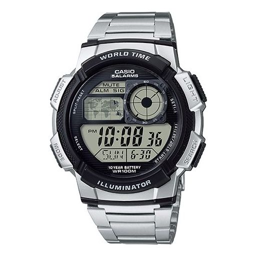 

Часы CASIO Waterproof Sports Stainless Steel Strap Mens Black Digital, черный