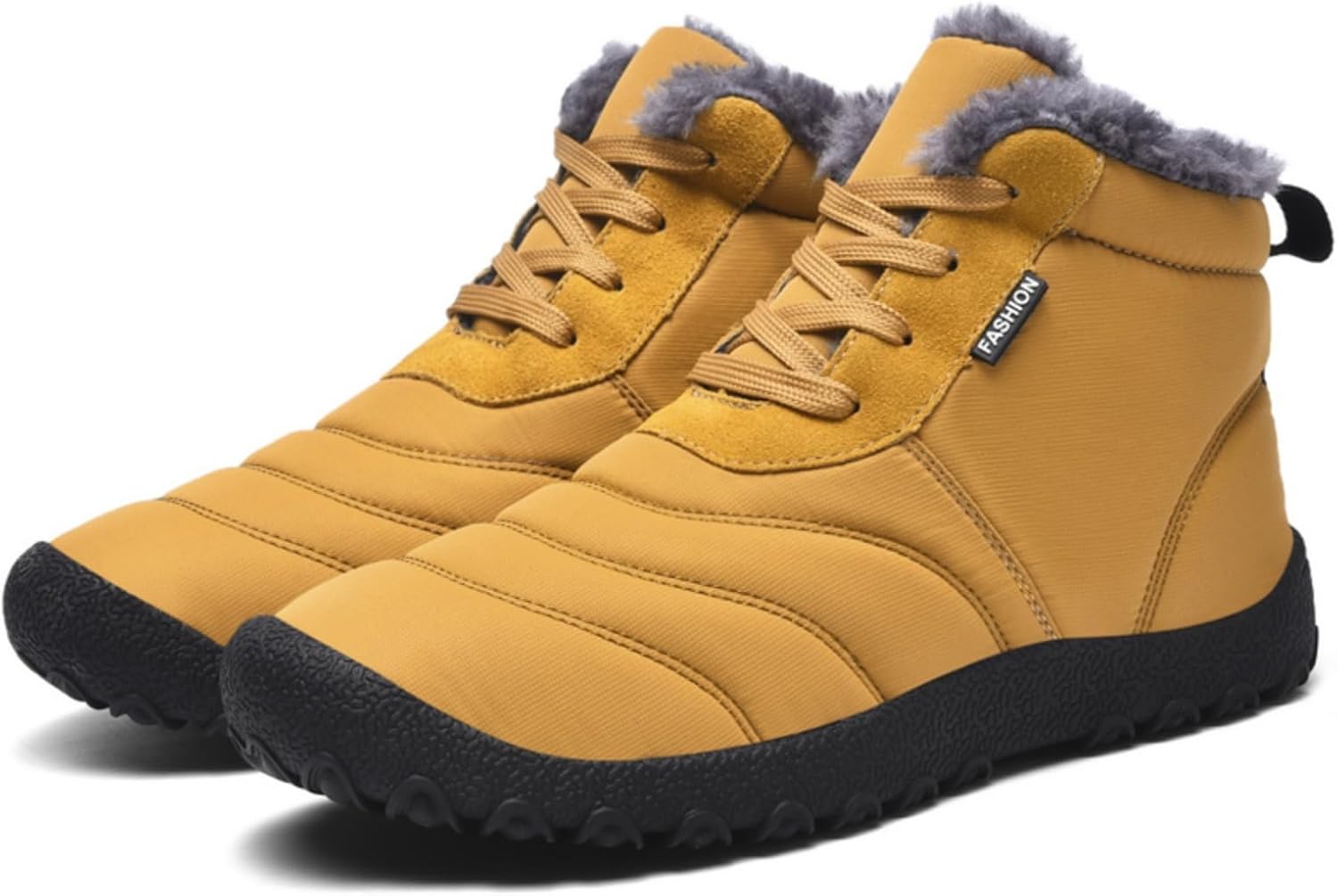 

Мужские зимние ботинки до щиколотки - с меховой подкладкой, водонепроницаемые, без шнурков, с противоскользящей и водоотталкивающей поверхностью, идеально подходят для прогулок на природе и повседневной носки Aokisx, светло-коричневый