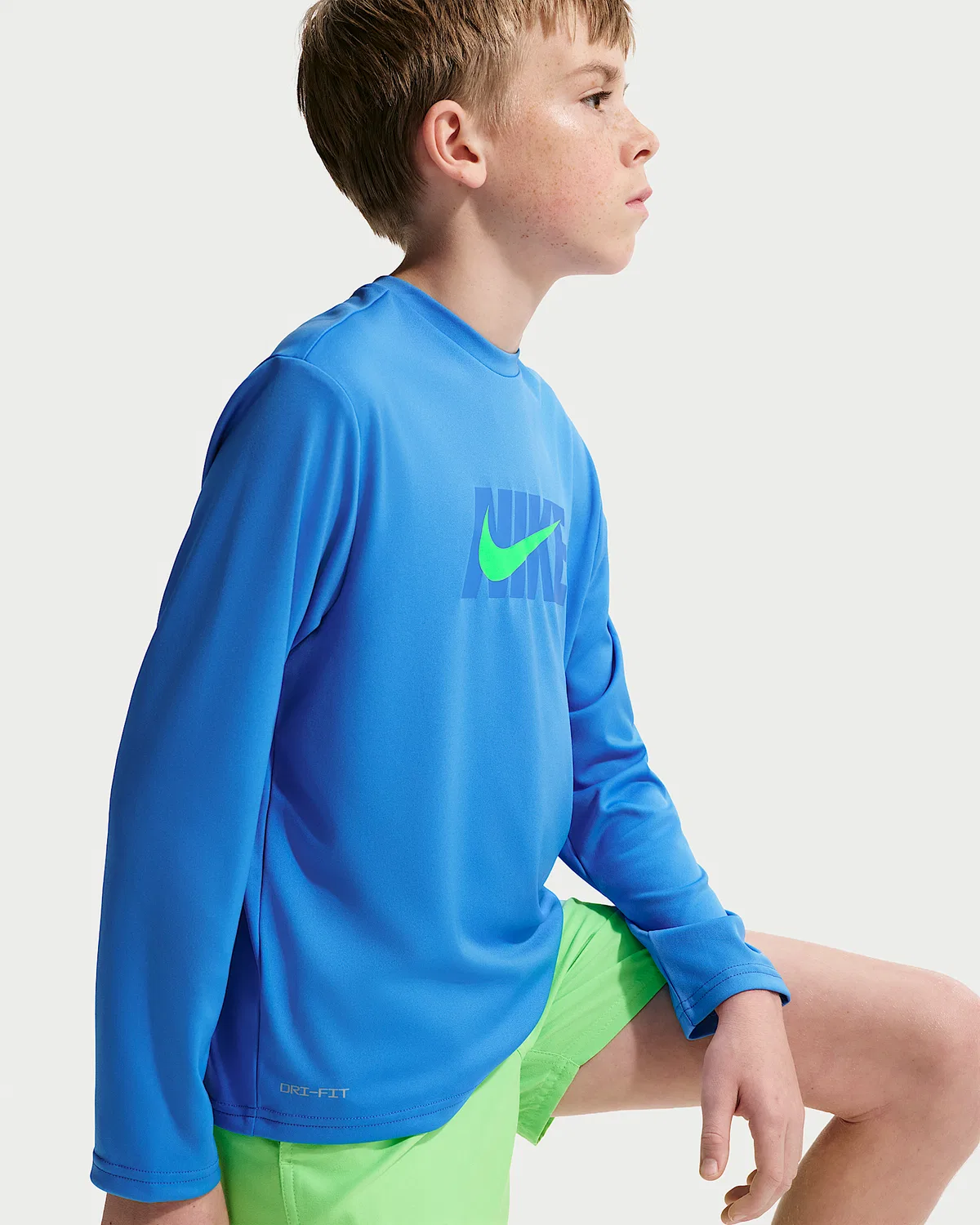 Детская (мальчиковая) длинная футболка Nike Swim Hydroguard Dri-FIT UV, Blue Crystal — фото 4