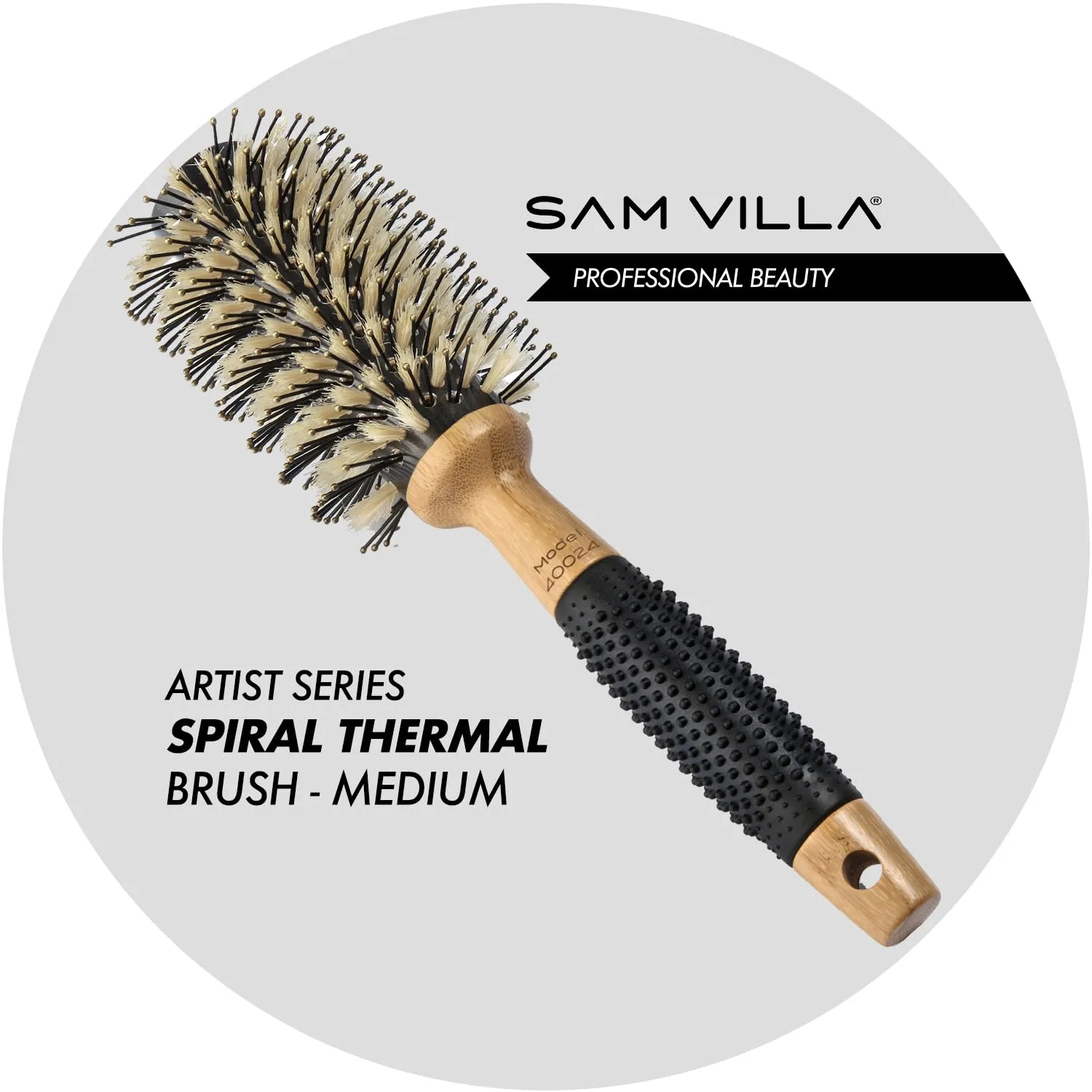Термощетка для укладки волос Sam Villa Artist Series из нейлона и кабаньей щетины. Средний (1 шт.), Multicoloured — фото 2
