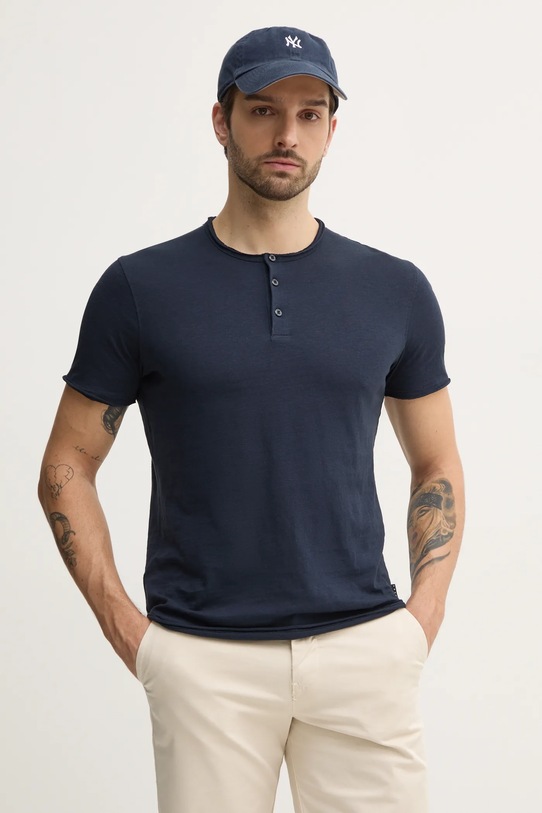 

Хлопковая футболка Sisley, темно-синий