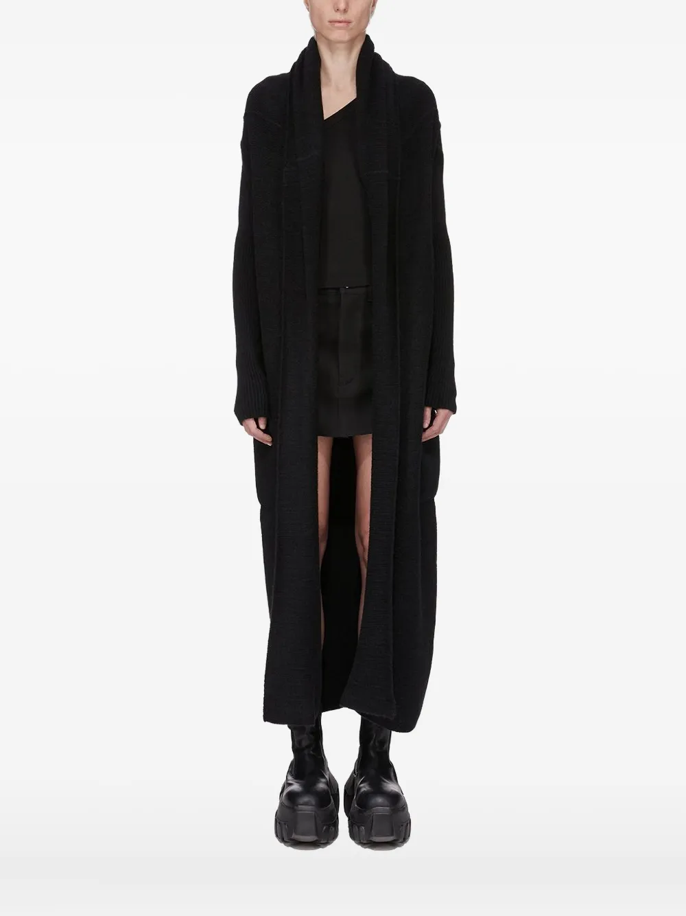 

Длинный кардиган в рубчик Rick Owens, черный