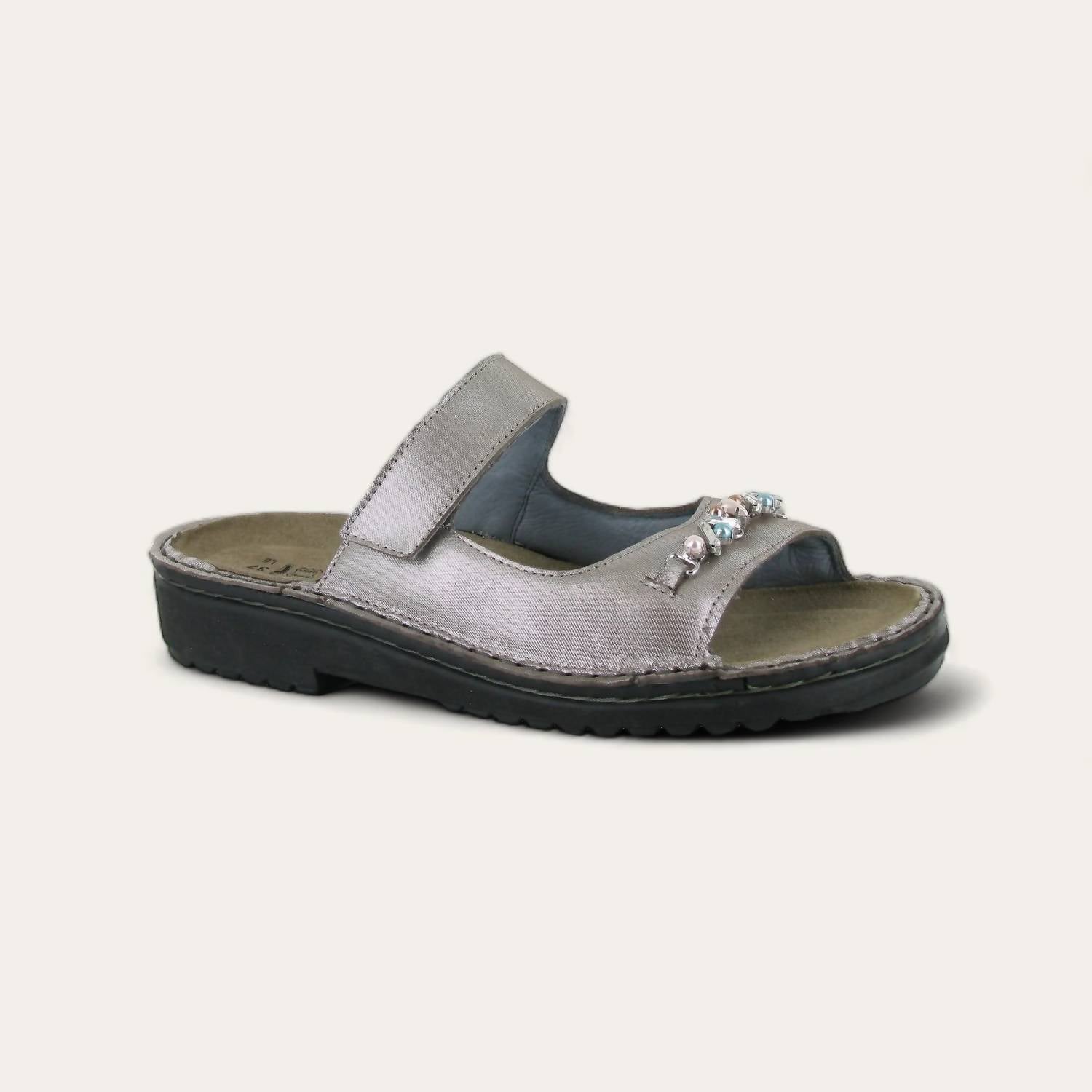 Женские сандалии Johanna Slip-On из кожи с серебряными нитями NAOT — фото 2