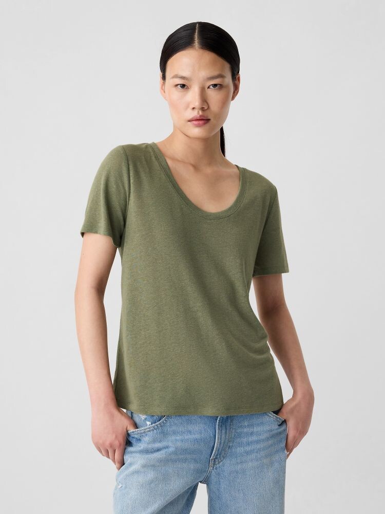 

Укороченная льняная рубашка Gap, зеленый