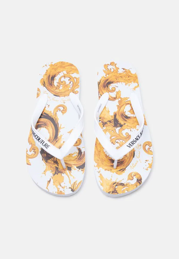 Сандалии fondo с т-образным ремешком Versace Jeans Couture, White/Gold-Coloured — фото 4