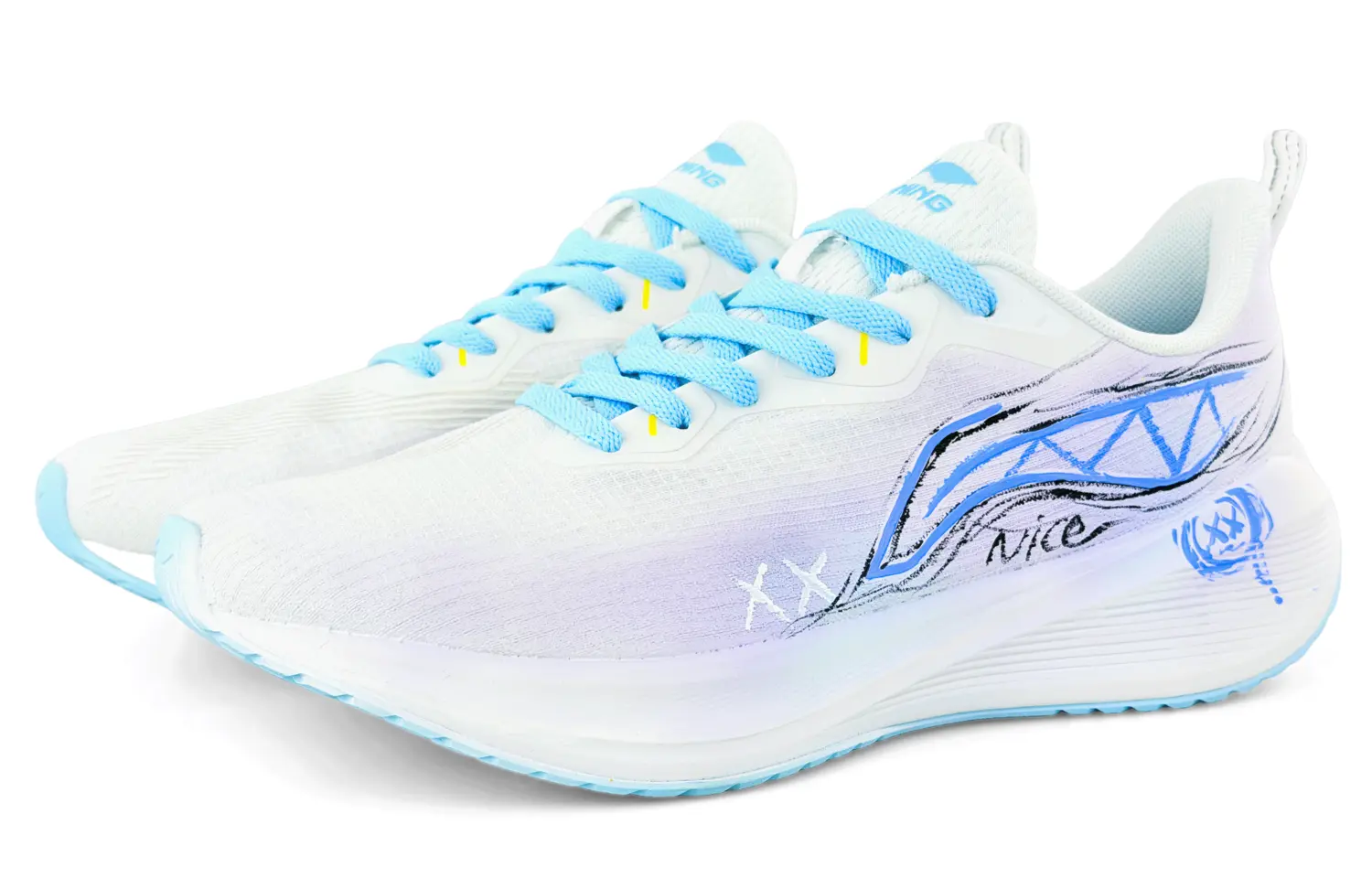 Li Ning Wuyue Cushioning, Wear Resistant Low top Casual Training Long Distance Running Shoes Men's Li-Ning, фиолетовый белый синий — фото 4