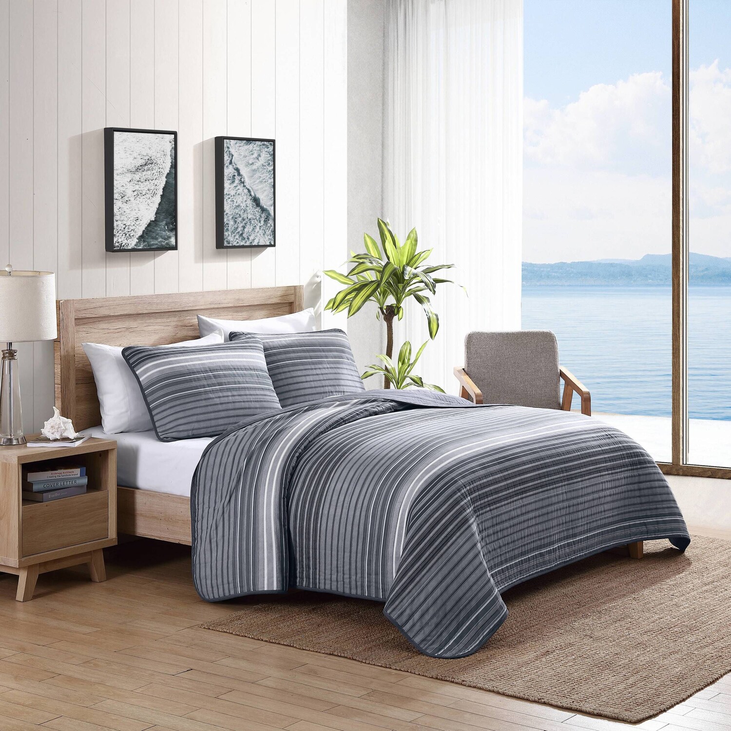 

Двусторонний комплект одеял и накладок Nautica Coveside King, цвет Dredge Grey Heather
