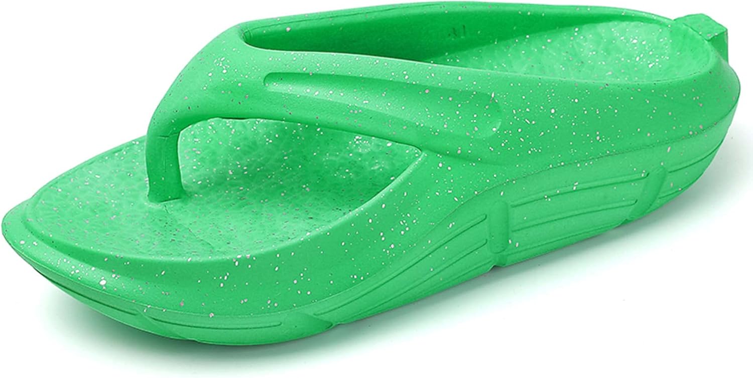 

Летние модные мужские шлепанцы сандалии с толстой подошвой EVA, высокоэластичные шлепанцы, противоскользящие, удобные, повседневные, на плоской подошве Generic, зеленый