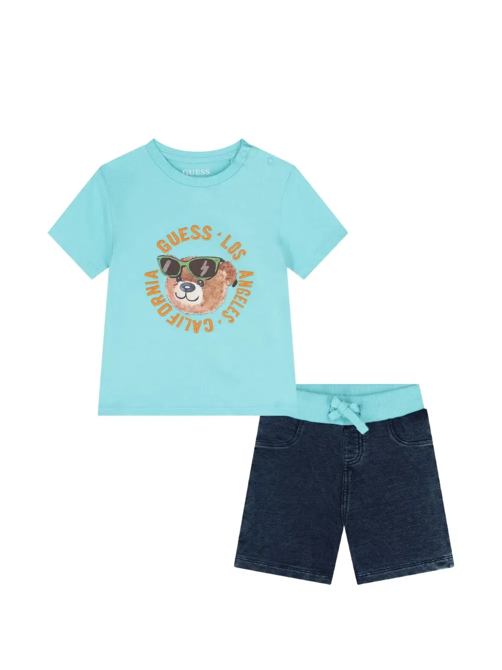 Комплект из футболки и шорт с медвежьим принтом Guess Kids, синий